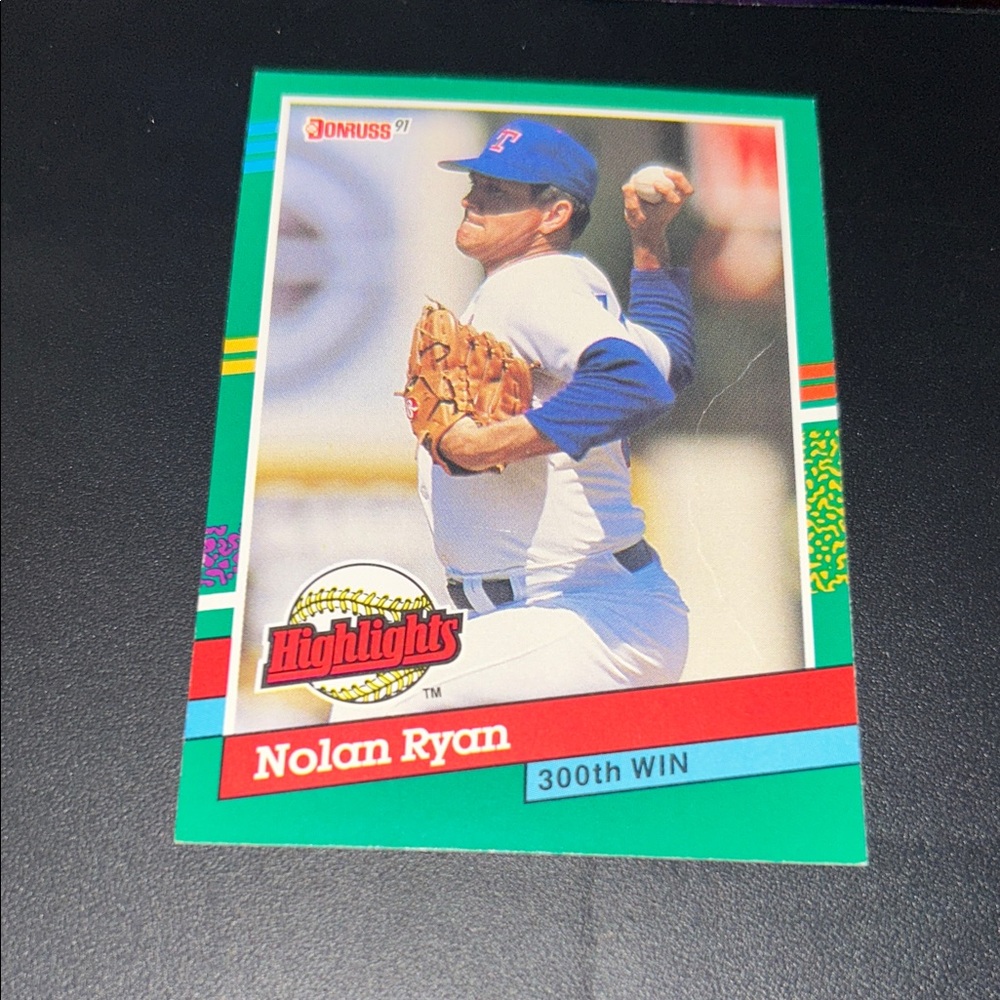 Donruss Highlights Nolan Ryan 300th Win Trading Card - Blue and Red